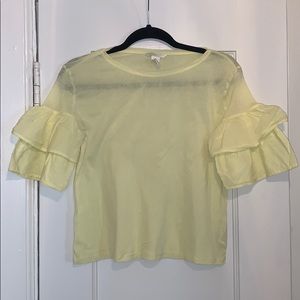 Yellow Cotton T-Shirt with Teared Sleeves